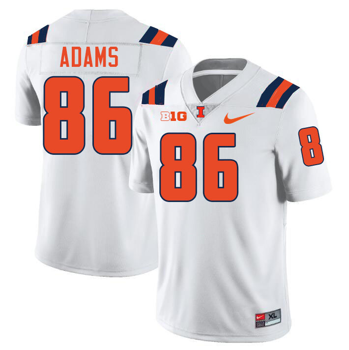 Men #86 Weston Adams Illinois Fighting Illini College Football Jerseys Stitched-White